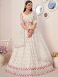 White Party Wear Net Lehenga In A Line Style