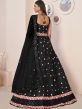 Black A Line Style Lehenga In Net With Dupatta