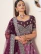 Purple Zari Embroidered Lehenga Choli In Satin