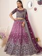 Purple Zari Embroidered Lehenga Choli In Satin