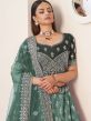 Green Satin Zari Embellished Lehenga Choli With Dupatta
