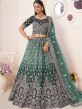 Green Satin Zari Embellished Lehenga Choli With Dupatta
