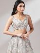 Grey Designer Lengha Choli With Sequins Embroidery