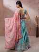 Blue Bridesmaid Georgette Lengha With Heavy Embroidery