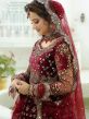 Maroon Mirror Embellished Bridal Lehenga In Velvet