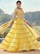 Yellow Panelled Festive Lehenga Set In Net