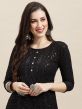 Black Resham Embroidered Flared Kurti