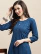 Blue Sequins Embroidered Flared Kurti