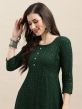 Green Resham Embroidered Party Wear Kurti