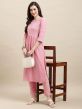 Pink Gathered Kurti With Sequins Embroidery