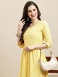 Yellow Gathered Kurti With Resham Embroidery