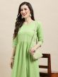 Green Festive Resham Embroidered Gathered Kurti