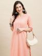 Peach Straight Cut Kurti With Embroidery