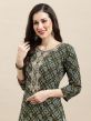Green Bandhej Printed Kurta In Rayon
