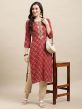 Red Bandhani Printed Casual Wear Kurti