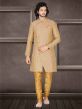 Beige Colour Jacquard Fabric Men's Indowestern.