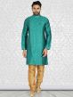 Jacquard Fabric Kurta Pajama Green Colour.