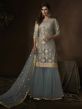 Grey Colour Soft Net Sharara Salwar Kameez with Sequin,Zari Work.