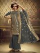 Grey Colour Net Sharara Salwar Kameez.