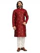 Maroon Colour Art Silk Men's Kurta Pajama.