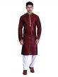 Maroon Colour Art Silk Embroidered Kurta Pajama.