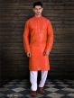 Orange Colour Art Silk Traditional Kurta Pajama.