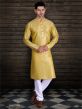 Traditional Kurta Pajama Yellow Colour in Art Silk Fabric.