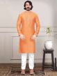 Orange Colour Silk,Jacquard Traditional Kurta Pajama.