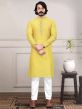 Silk,Jacquard Kurta Pajama in Yellow Colour.
