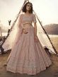 Peach Colour Organza Fabric Women Lehenga Choli.