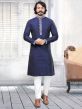 Blue Colour Silk,Jacquard Men's Kurta Pajama.