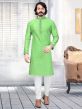Parrot Green Colour Kurta Pajama With Embroidery Work.