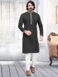 Black Colour Silk,Jacquard Fabric Men's Kurta Pajama.