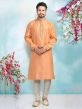 Brocade Silk Kurta Pajama in Pintux Work With Peach Colour.