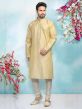 Cream in Brocade Silk Men's Kurta Pajama With Pintux Work.