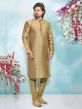 Brown in Brocade Silk Traditional Kurta Pajama.