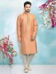 Peach Colour Brocade Silk Kurta Pajama.