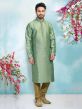 Green Colour Brocade Silk Kurta Pajama.