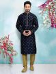 Blue Colour Brocade Silk Party Wear Kurta Pajama.