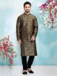 Black Party Wear Kurta Pajama in Brocade Silk Fabric.