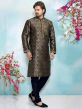 Blue Colour Brocade Silk Men's Kurta Pajama.