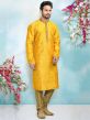 Yellow Colour Jacquard,Silk Designer Kurta Pajama.