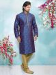 Brocade Silk Party Wear Kurta Pajama in Blue Colour.