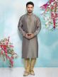 Sea Blue Colour Men's Kurta Pajama in Brocade Silk Fabric.