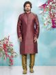 Purple Colour Brocade Silk Men's Kurta Pajama.