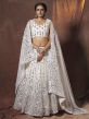 White Colour Georgette Lehenga Choli With Resham,Mirror Work.