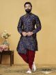 Blue Colour Silk Indowestern Kurta Dhoti.