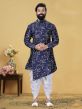 Blue Silk Indowestern Kurta Dhoti.