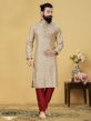 Beige in Jacquard,Silk Men's Kurta Pajama.