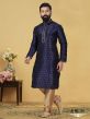 Blue Designer Kurta Pajama in Jacquard,Silk Fabric.